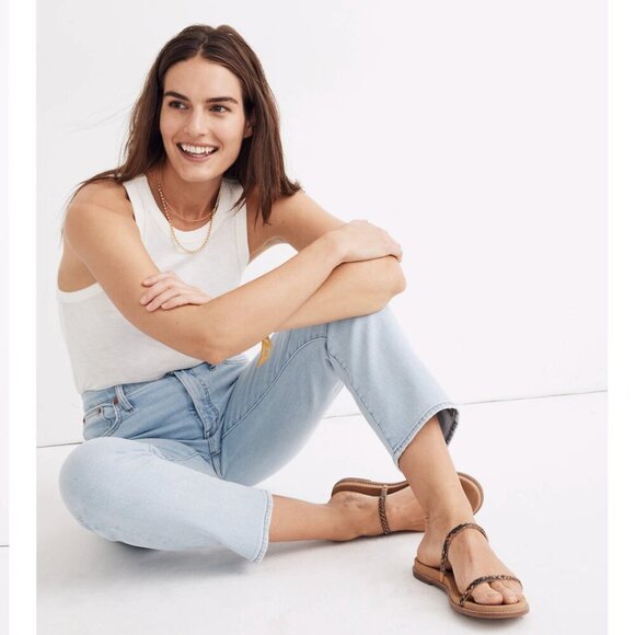 Madewell Tall Mid-Rise Classic Straight Jeans in Wellingford Wash: Knee-Rip Edit - Picture 2 of 14